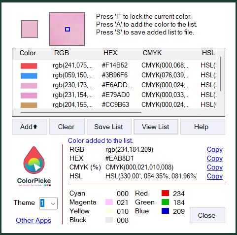 Colorpicke screen