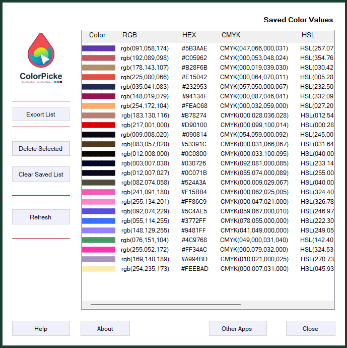 Saved Colors